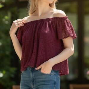 Free People Plum Lace Blouse